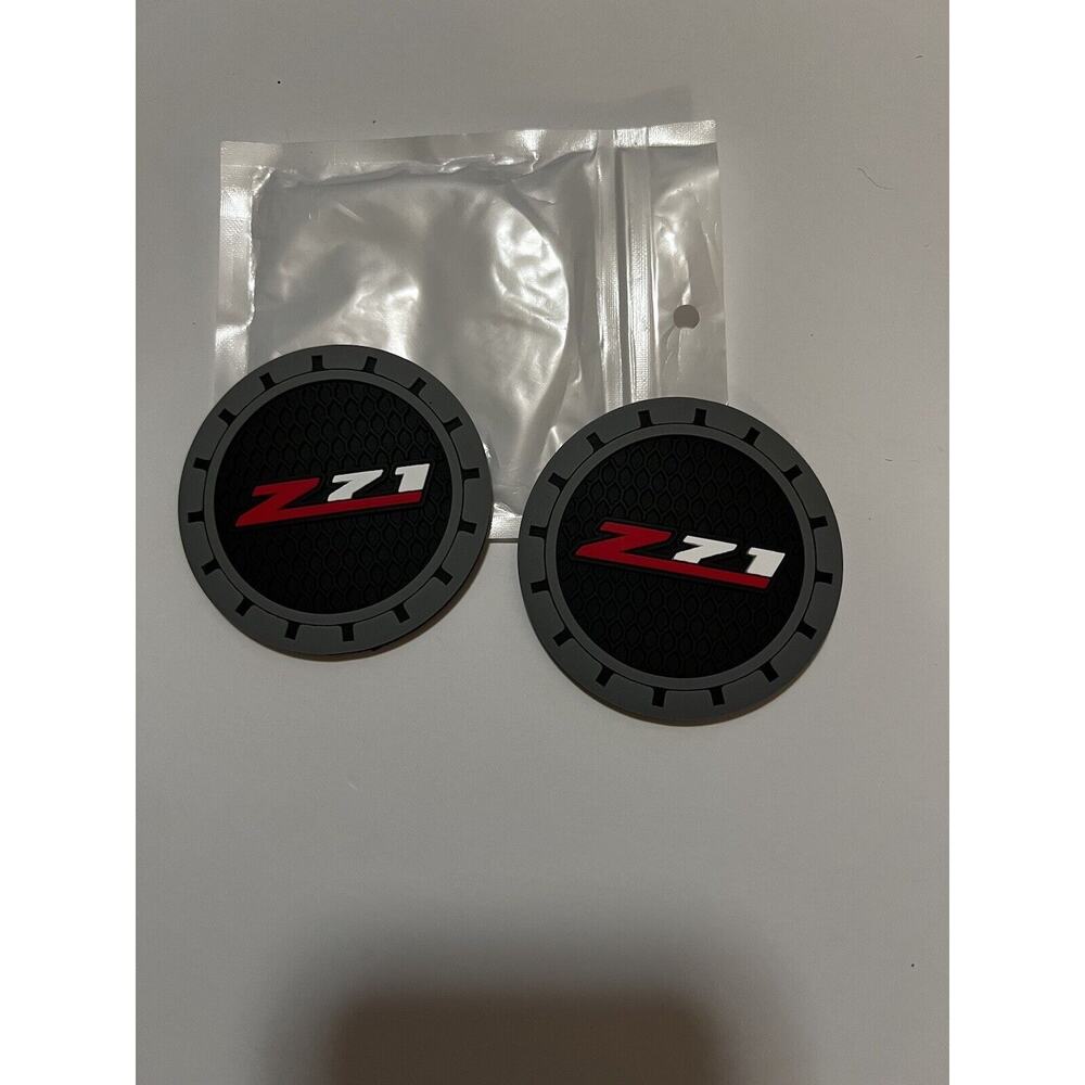 2PCS Silicone Carbon Fiber Car Coaster Cup Holder Pad Mat Chevy Z71 Anti-slip